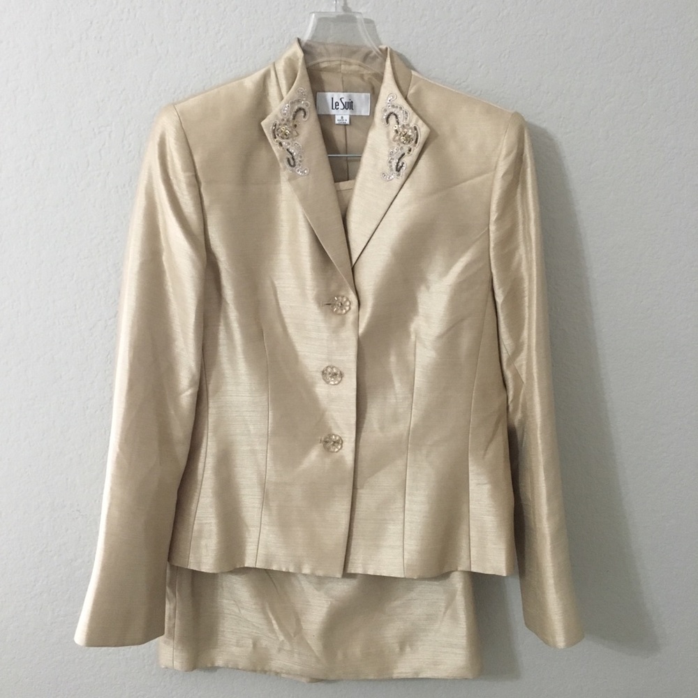NWT Le Suit Gold Sheen 2-piece Suit Sz 8